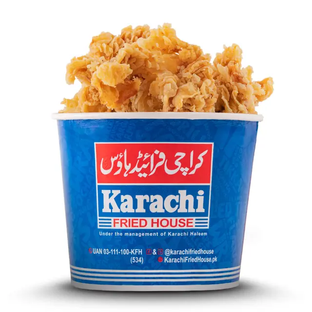 Classic golden fried chicken wings bucket at Karachi Fried House