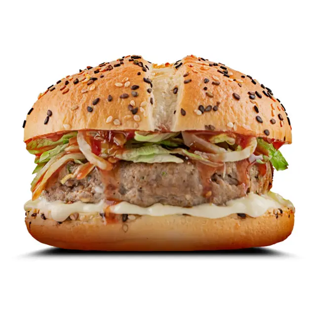 Chicken patty burger with fries at Karachi Fried House