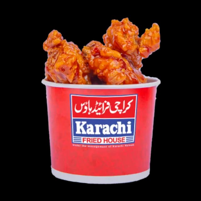 Fried BBQ chicken wings bucket at Karachi Fried House